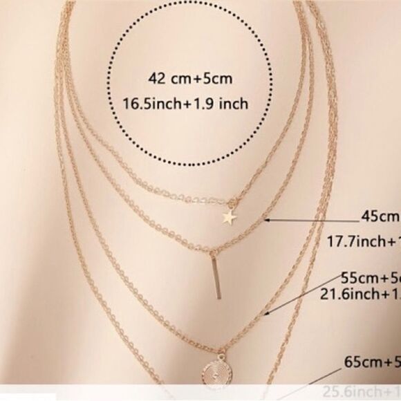 Four Layer Gold Boho Layering Necklaces - Picture 4 of 4